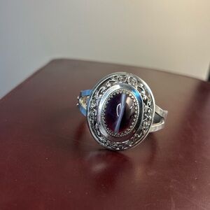 Elegant Silver and Purple Women's Bracelet